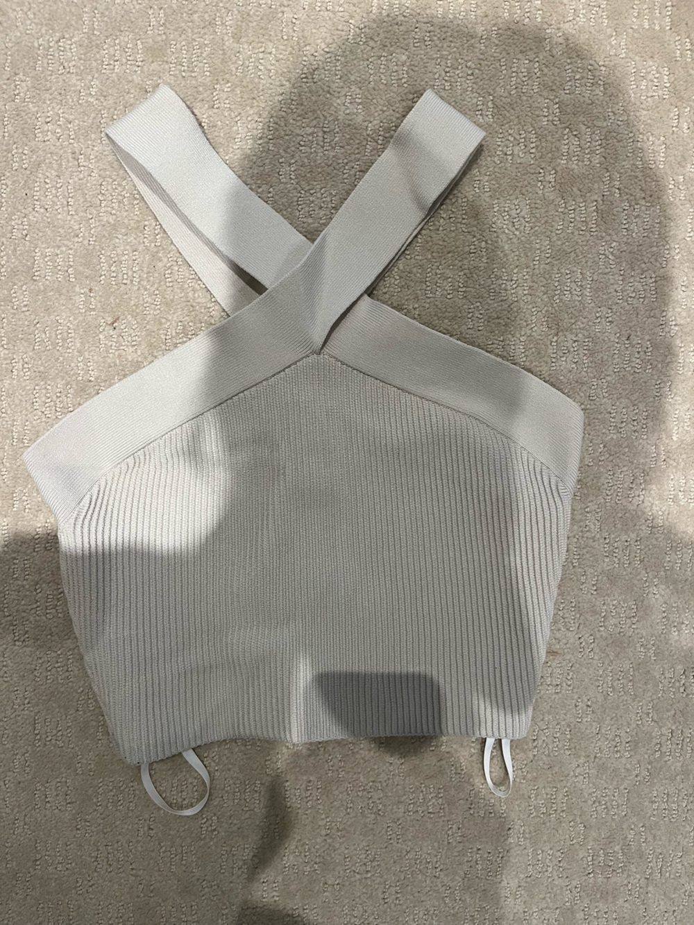 Aritzia Cream Ribbed Crossback Tank